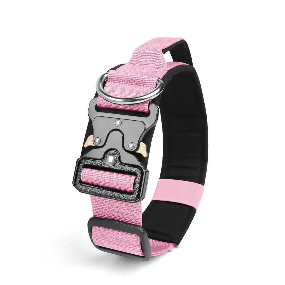 Tactical Dog Collar for Medium to Large Dogs 8 Colors Pet Collar Durable Comfortable Harness for Training And Control - Pink | Purrfect Pet Kingdom