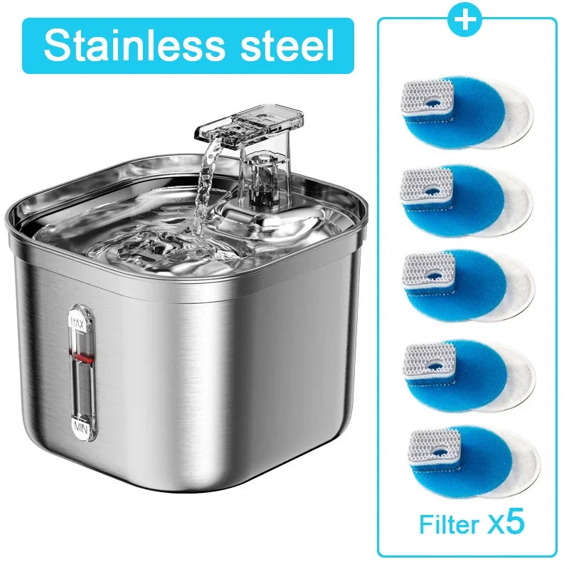 Stainless Steel Automatic Pet Water Dispenser Cat Drinking Fountain With Sensor Filter Cats Dog Ultra Quiet Pump Water Foutain - Majestic Pet Kingdom