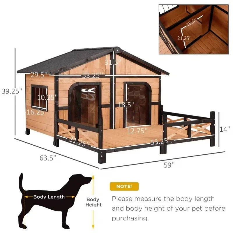 Outdoor Cute Animal Pet Dogs Kennel Crate Houses Large Wooden Dog Cage House - Majestic Pet Kingdom