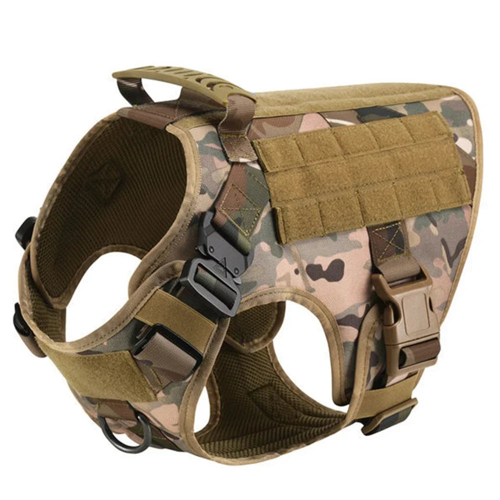 CANBOUN Tactical Military Vest Pet German Shepherd Golden Retriever Tactical Training Dog Harness And Leash Set For All Breeds D - Khaki 5 piece set | Purrfect Pet Kingdom