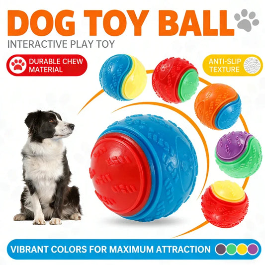 Dog Ball Toys TPR Squeaky Dental Teething Fetch Balls 6-Pack