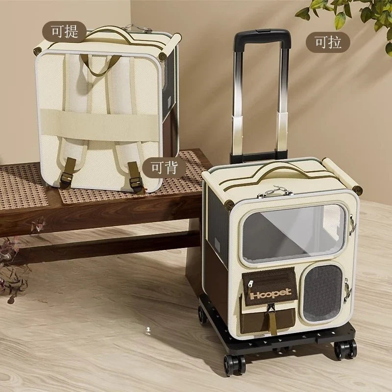 Rolling Cat Carrier with Wheels for Large Cats Small Dogs Up To 25 LBS  Ideal for Travel Walking and Camping Cat Handbag Dog Bag
