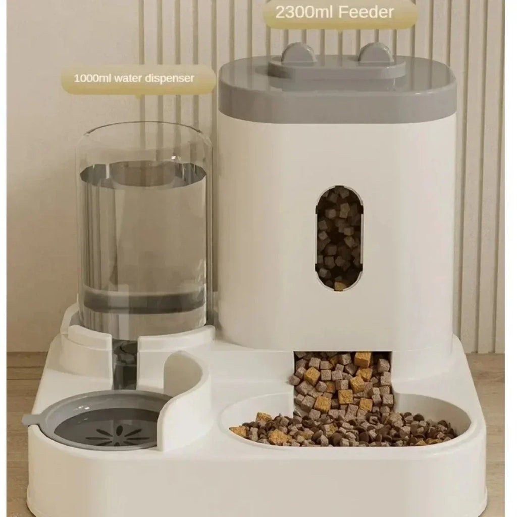 Automatic Pet Feeder Dog Cat Food Bowl Water Fountain Storage
