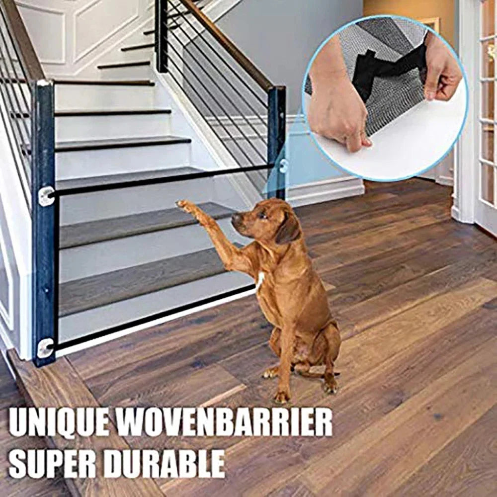 Pet Dog Barrier Fences Pet Isolated Network Folding Breathable Nylon Mesh Pet Isolated Network Stairs Gate Safety Fence 2 Sizes - Majestic Pet Kingdom
