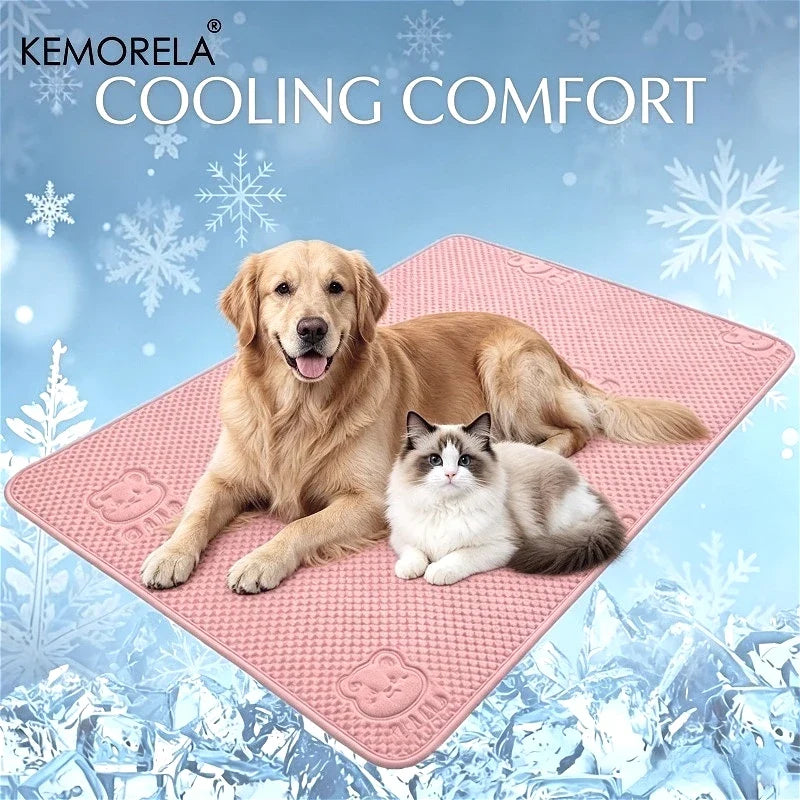 Pet Cooling Pad Smooth Bear Pattern Washable Ice Summer Mat