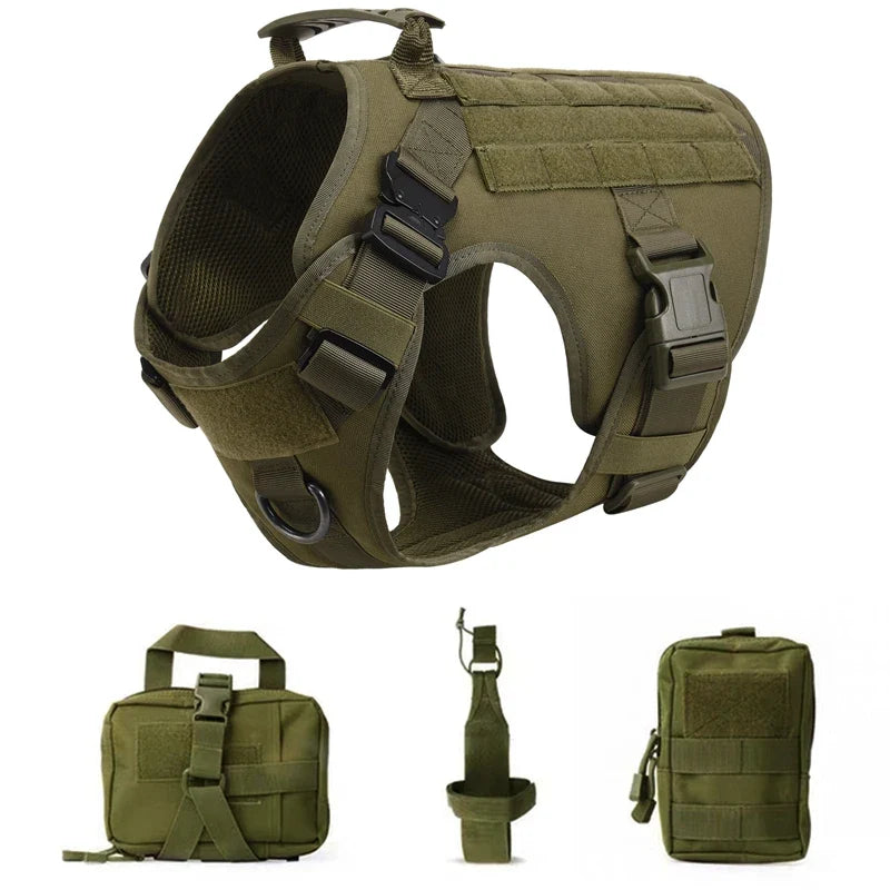 Tactical Military Vest Pet German Shepherd Golden Retriever Tactical  Training Dog Harness and Leash Set For All Breeds Dogs - Brown 5 piece set | Purrfect Pet Kingdom