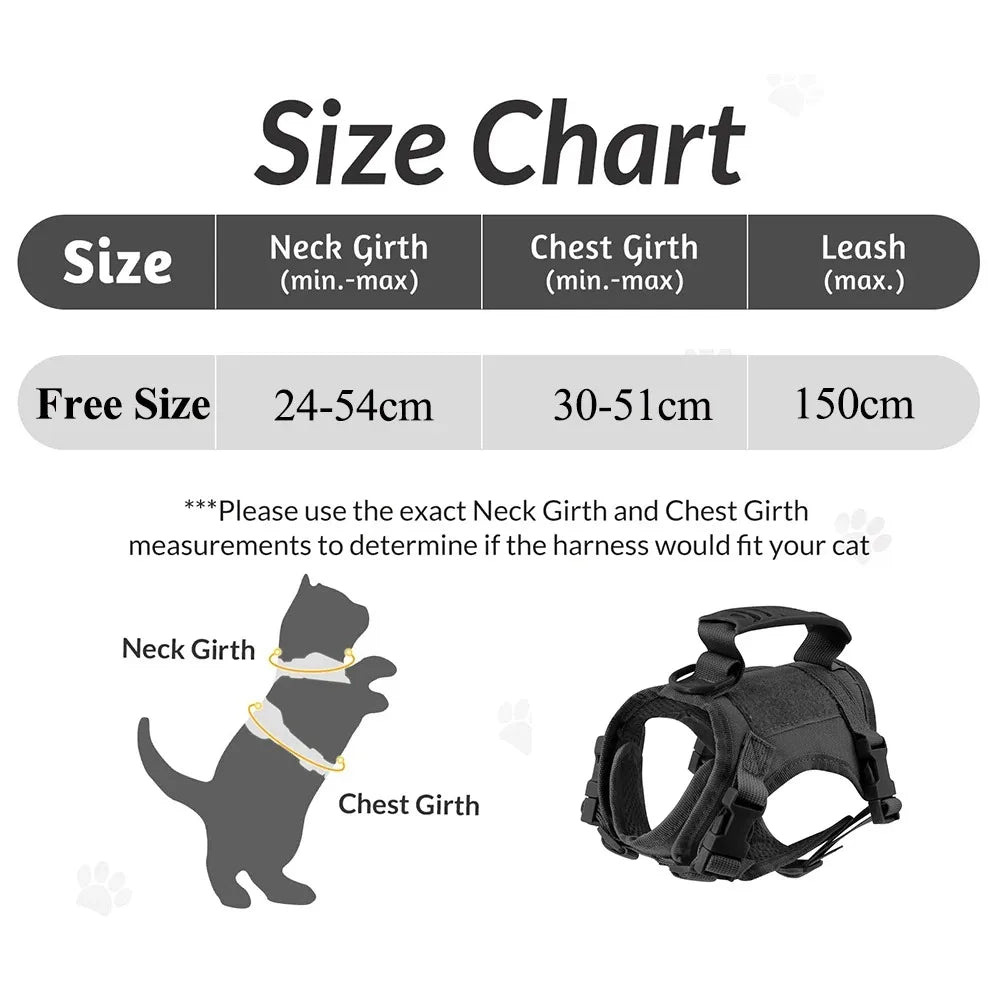 Tactical Cat Harness For Walking Escape Proof Adjustable Pet Vest Harness Soft Mesh With Control Handle For Large Cat Small Dog - Khaki Set | Purrfect Pet Kingdom