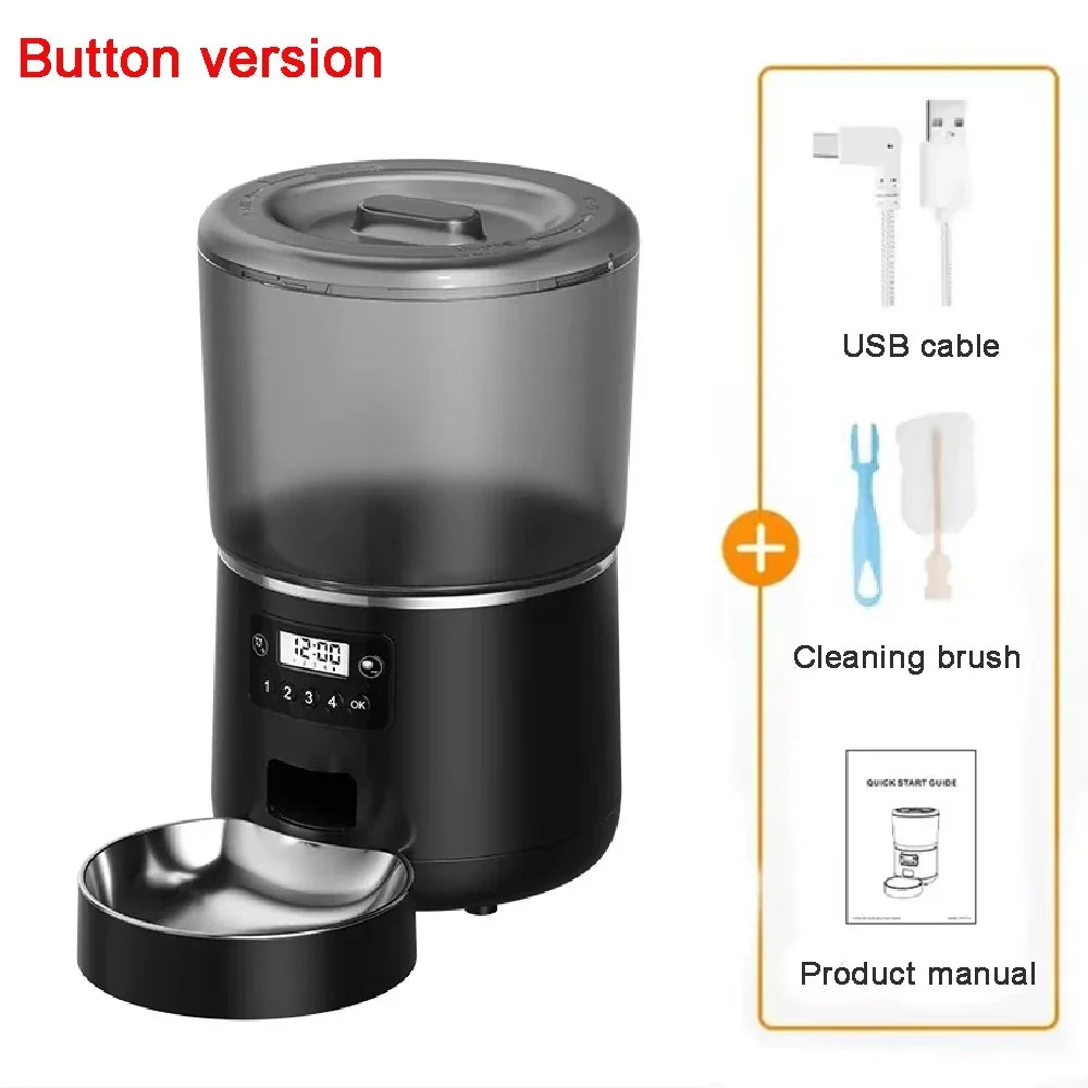 Automatic Pet Feeder 4L Capacity Smart Timer Tuya Control Food Dispenser with Stainless Steel Bowl Dogs Cats Feeding Supplies - Majestic Pet Kingdom