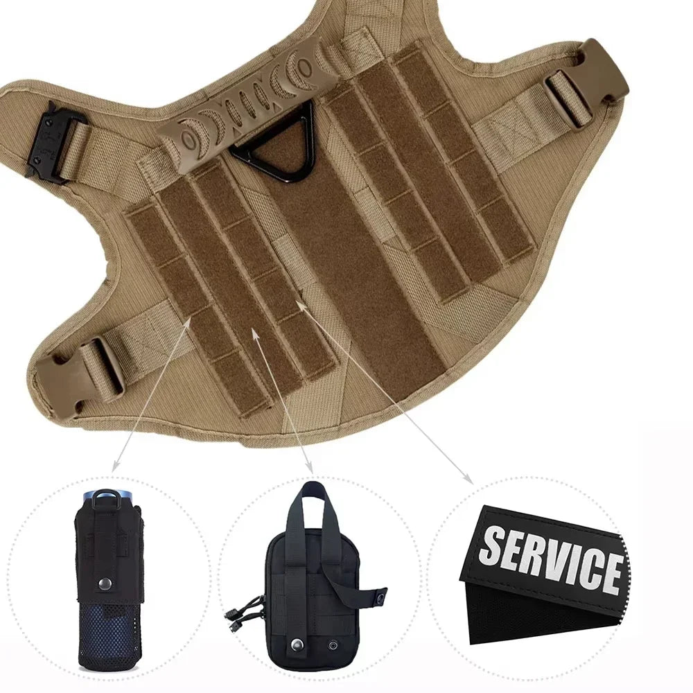 CANBOUN Tactical Military Vest Pet German Shepherd Golden Retriever Tactical Training Dog Harness And Leash Set For All Breeds D - CP 5 piece set | Purrfect Pet Kingdom