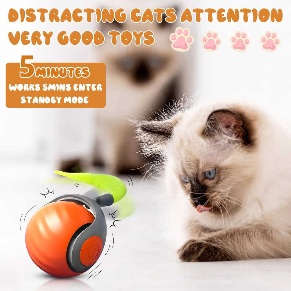 NewSpeedy Tail 2.0 Cat Toy, Speedy Tail Cat Toy, Interactive Cat Ball Toy, Smart Cat Toys Ball, Two Speed Adjustment, with Tail - Majestic Pet Kingdom