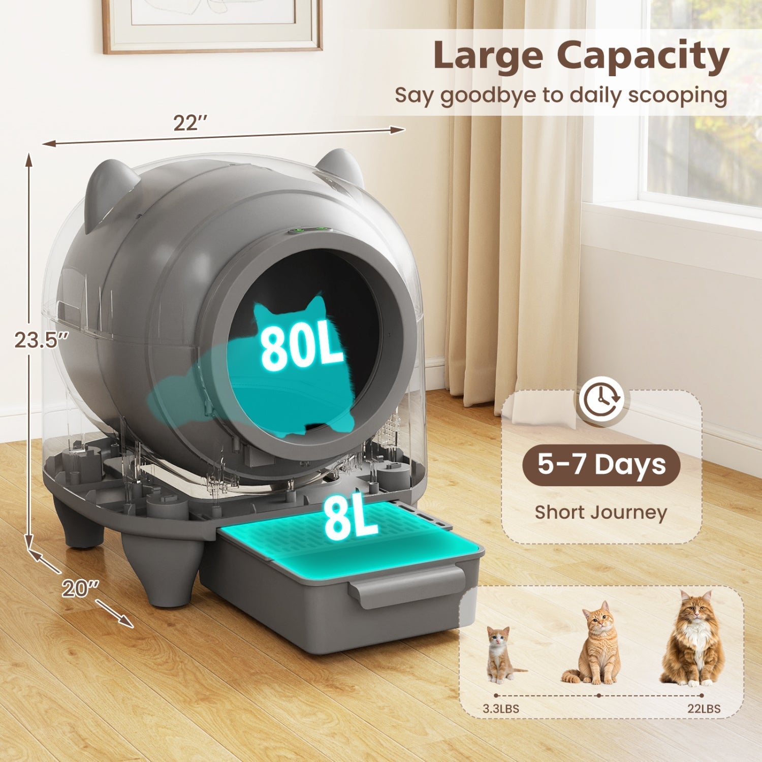 Self-Cleaning Litter Box with App Control for Multi-Cat Homes - Majestic Pet Kingdom
