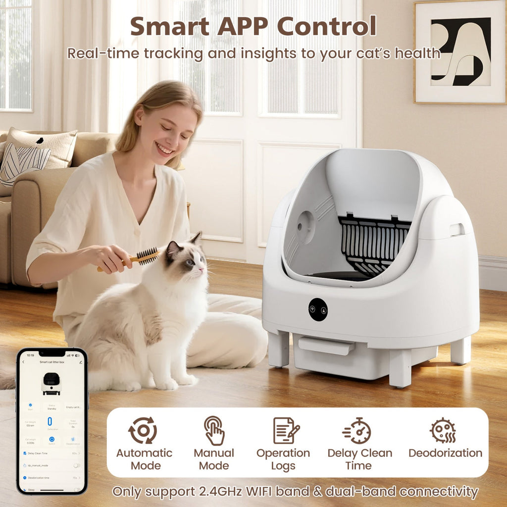 Self-Cleaning Cat Litter Box with APP Control & Open Top - Majestic Pet Kingdom