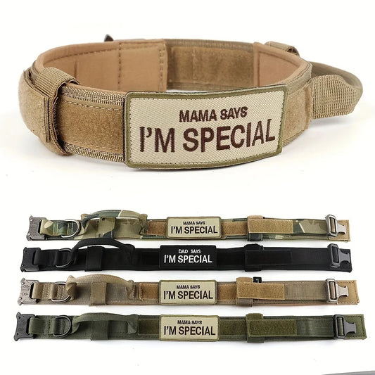 Heavy Duty Tactical Dog Collars with Handle Military Collar with Patch | Majestic Pet Kingdom™