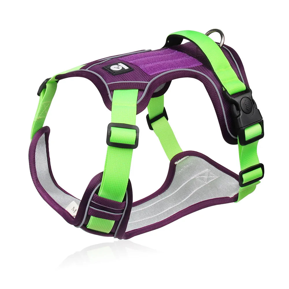 Tactical No-Pull Dog Harness Reflective Heavy Duty Oxford Cloth Waterproof Medium Large Breed Outdoor Walking Pet Vest Harness - black | Purrfect Pet Kingdom