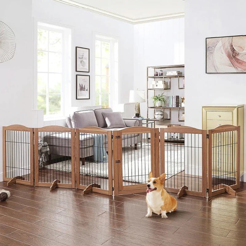 Wooden Pet Fence Dog Fence Freely Combinable Pet Isolation Door Indoor Foldable Dog Cage for Small and Medium Dogs Pet Supplies - Majestic Pet Kingdom