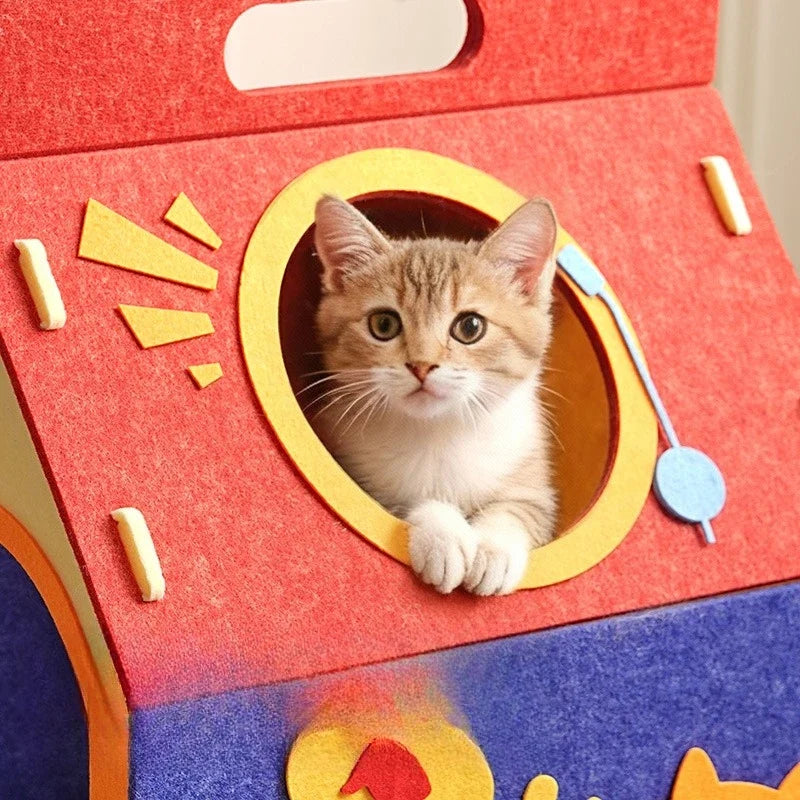 Cozy Cute Detachable Felt Cat Bed Condo Shelter House for Indoor Use Easy To Assemble Durable and Warm Funnest  cats dog house