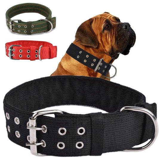 Heavy Duty Wide Military Thick Dog Collars for Large Dogs Adjustable | Majestic Pet Kingdom™