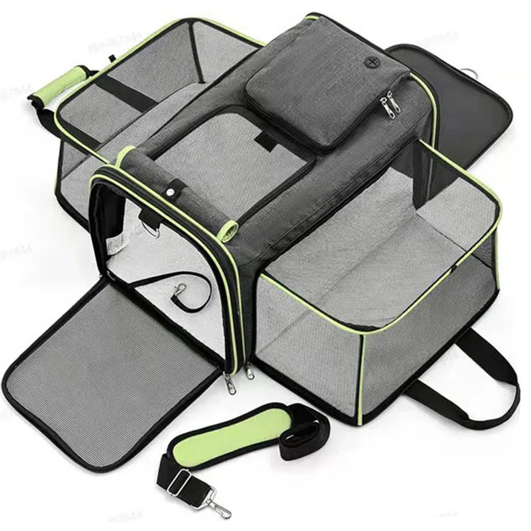 Cat Bag Foldable Large Capacity Cat Outdoor Car Expansion Portable Pet Handbag Breathable Diagonal Cross Bag for Cats and Dogs - Majestic Pet Kingdom