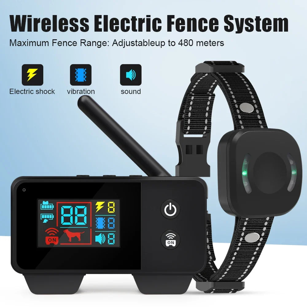 Wireless Dog Fence 480m Waterproof Electric Training Collar