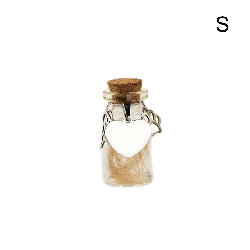 Pet Memorial Bottle for Pet Hair Dogs Cats | Fur Keepsake Storage with 3 Silver Accessories