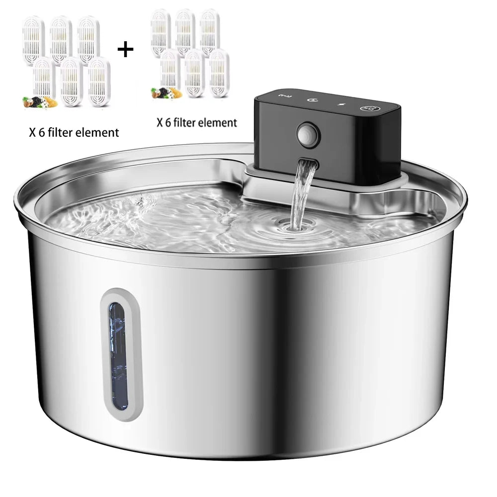 Majestic Pet Kingdom - 3L 5V USB Stainless Steel Wireless Recharging Sensor Auto Cat Water Drinking Fountain For Cats Dog Drinker Pet Dispenser Bowl View 7