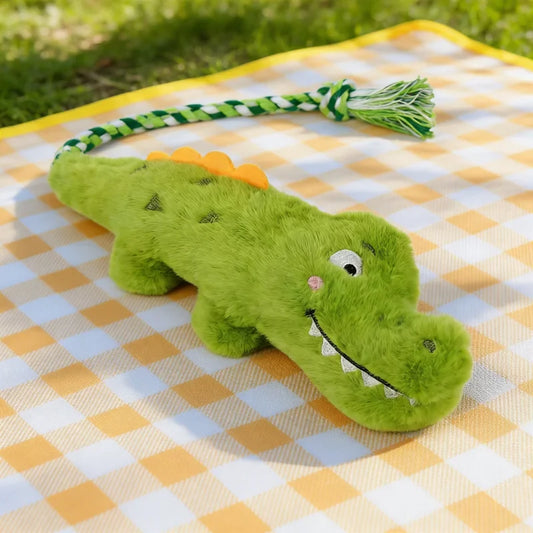 Dog Plush Toy Crocodile Knotted Rope Tough Teeth Chew Animal