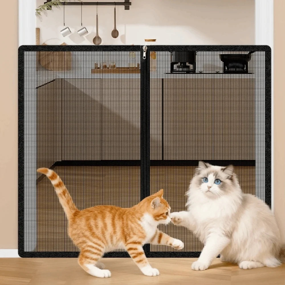 New Metal Mesh Dog Barrier Fences Breathable with Zipper Net Stairs Gate Easy to Install Folding Dog Safety Fence for Cats Dogs - Majestic Pet Kingdom