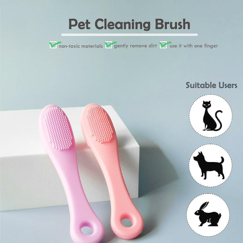 Pet Dental Brush Long Handle Silicone Toothbrush Eye Cleaner