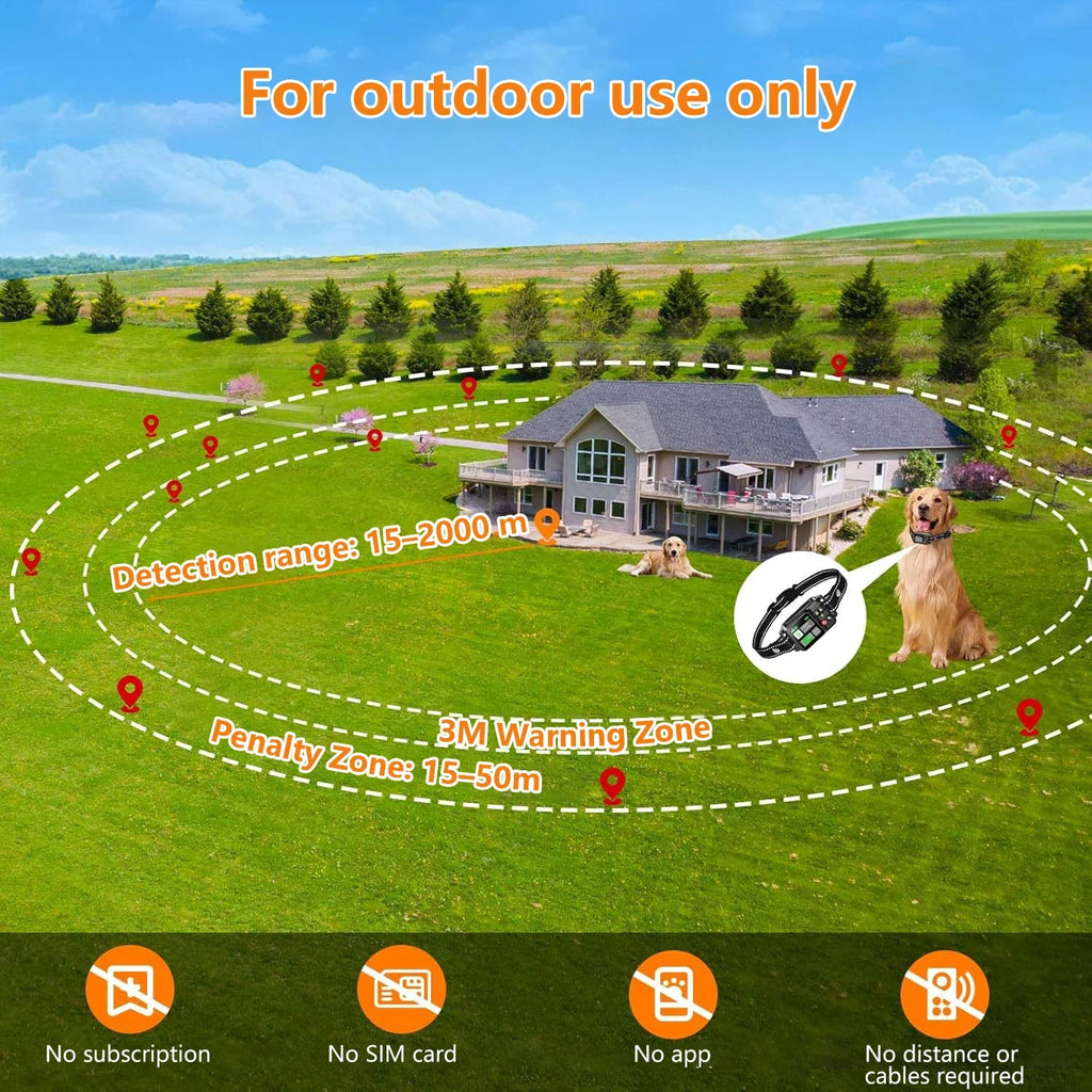 GPS Dog Fence Wireless Satellite Tech Electric Fencing System