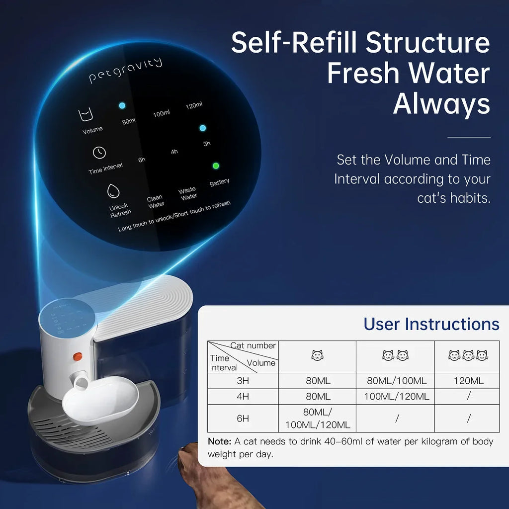 3L Wireless Automatic Cat Fountain Pet Water Feeder Gravitation water feeder Timed Smart Dog Water Dispenser No filter required - Majestic Pet Kingdom