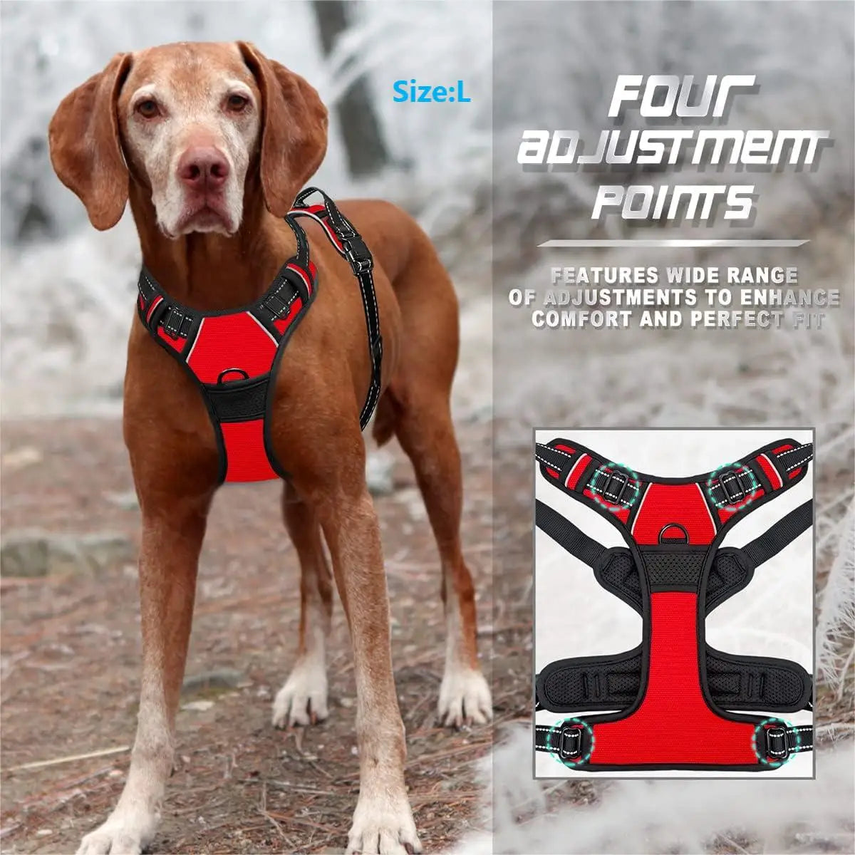 No Pull Dog Harness Front Clip Heavy Duty Reflective Easy Control Handle for Large Dog Walking - Majestic Pet Kingdom
