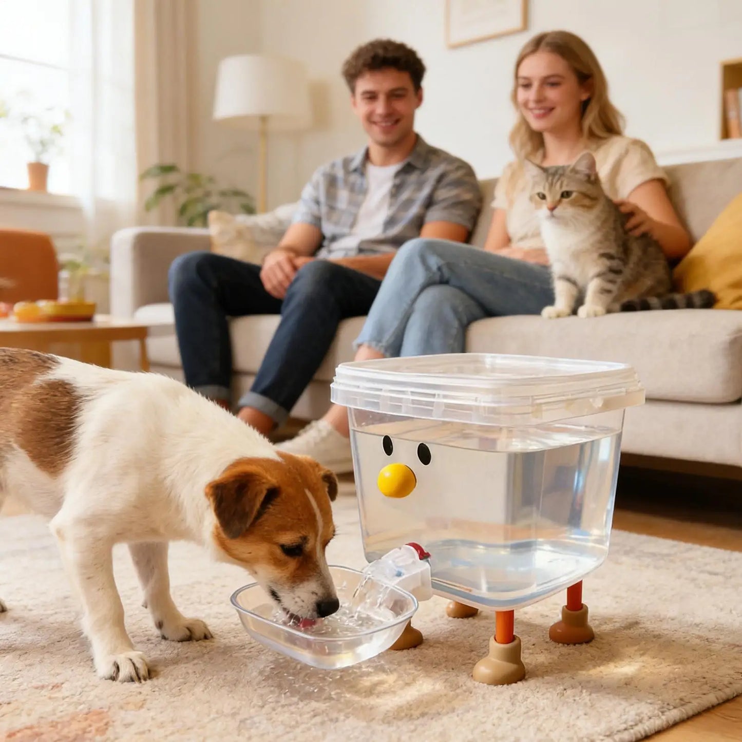 Majestic Pet Kingdom - 3/5L Automatic Pet Water Dispenser Smile Face Auto Cat Dog Fountain Bowl Large Capacity Pet Water Feeder for Home Indoor Use View 2