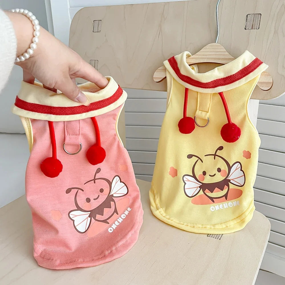 Cute Bee Clothes For Dog Summer Pink Yellow Luxury Pet Harness Vest Apparel For Puppies Small Medium Size Designer Chihuahua Pug - Majestic Pet Kingdom