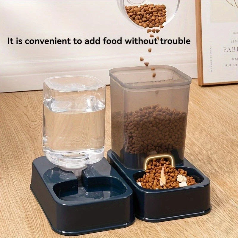 Automatic Cat and Dog Feeder with Drinker - Pet Food Bowl and Drinker Set,Smart Portion Control for Cat and Dog,Without Battery - Majestic Pet Kingdom