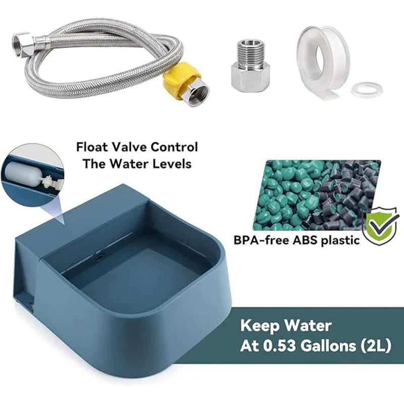 Dog Automatic Water Bowl Dispenser with 1.5m Water Hose 2L Outdoor Auto Fill Pet Water Dispenser for Animal Cat Chickens Rabbits - Majestic Pet Kingdom