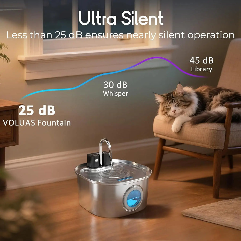 3L Stainless Steel Wireless Recharging Sensor Cat Water Fountain Auto Drinking Fountain For Cats Dog Drinker Pet Dispenser Bowl - Majestic Pet Kingdom