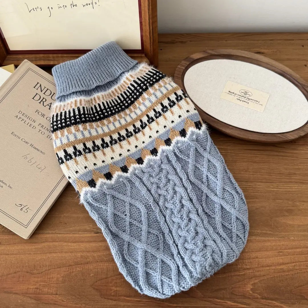Vintage Stripe High Quality Warm Winter Sweater Clothes for Dog Cat Christmas New Year Knitted Pullover Clothes - beige | Purrfect Pet Kingdom