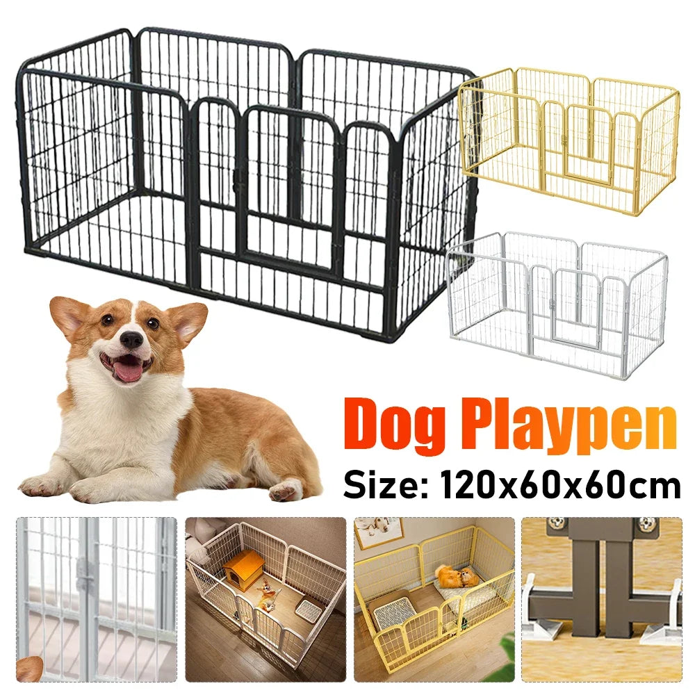 6 Panels Dog Fence Playpen Foldable Exercise Puppy Kennel Cage Heavy Duty Dog Exercise Fence for Dog Cat Rabbit Pet Exercise - Majestic Pet Kingdom