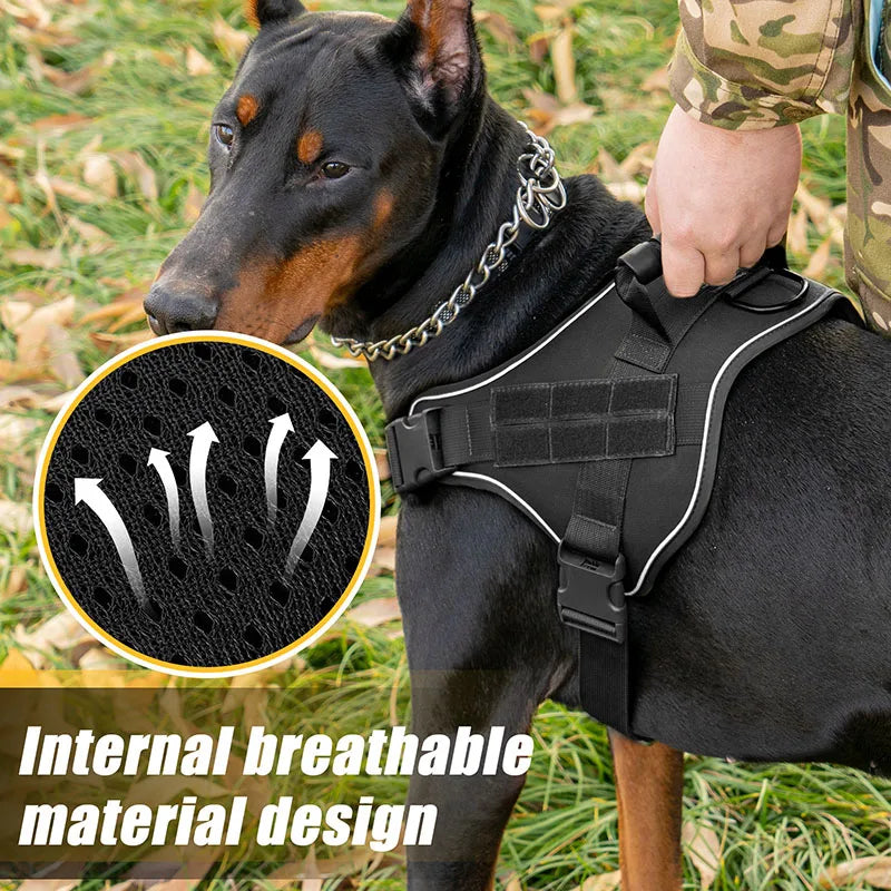 Tactical Dog Harness for Large Dogs No Pull Explosion Proof Heavy Duty Adjustable Military Grade K9 Training Walking Vest - JY2500120-GN | Purrfect Pet Kingdom