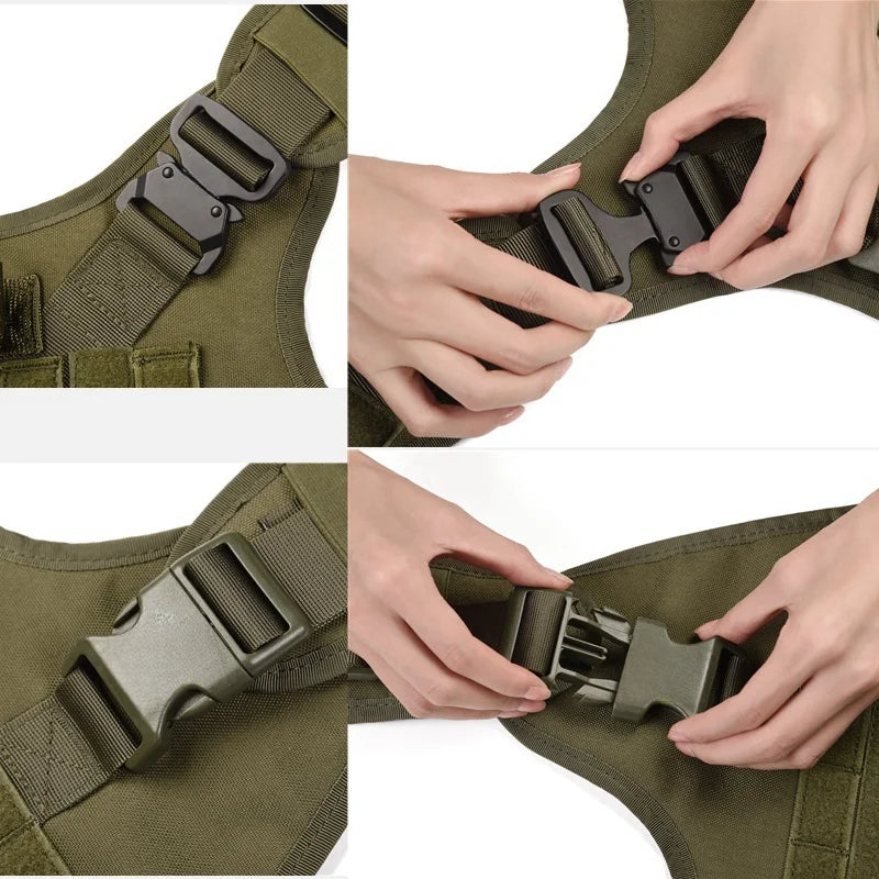 Tactical Military Vest Pet German Shepherd Golden Retriever Tactical Training Dog Harness and Leash Set For All Breeds Dogs - CP 4 piece set | Purrfect Pet Kingdom