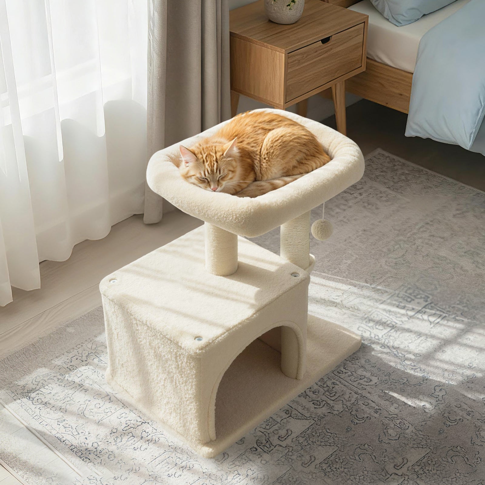 Small Cat Tree with Large Padded Plush Perch for Indoor Cats - Majestic Pet Kingdom