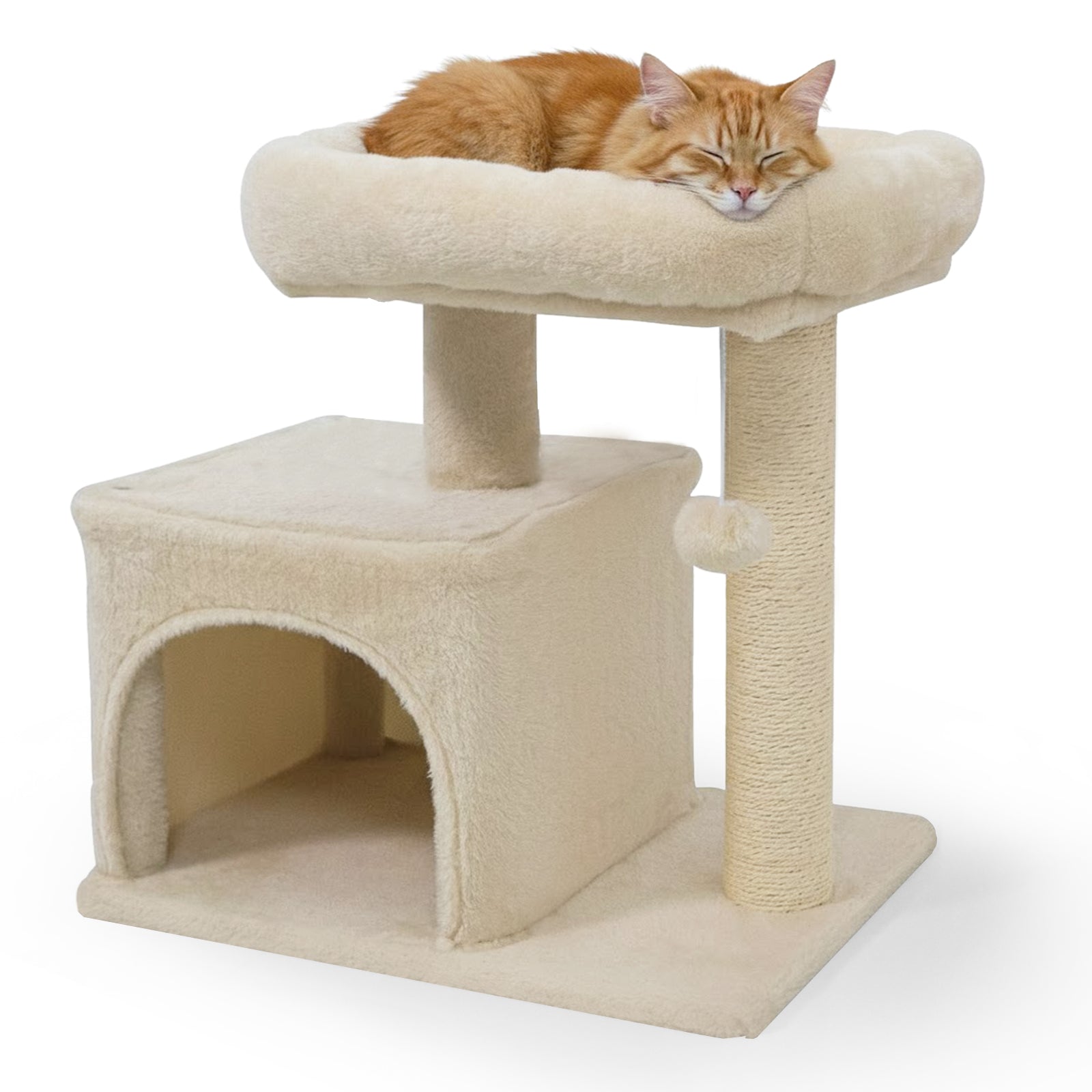 Small Cat Tree with Large Padded Plush Perch for Indoor Cats - Majestic Pet Kingdom