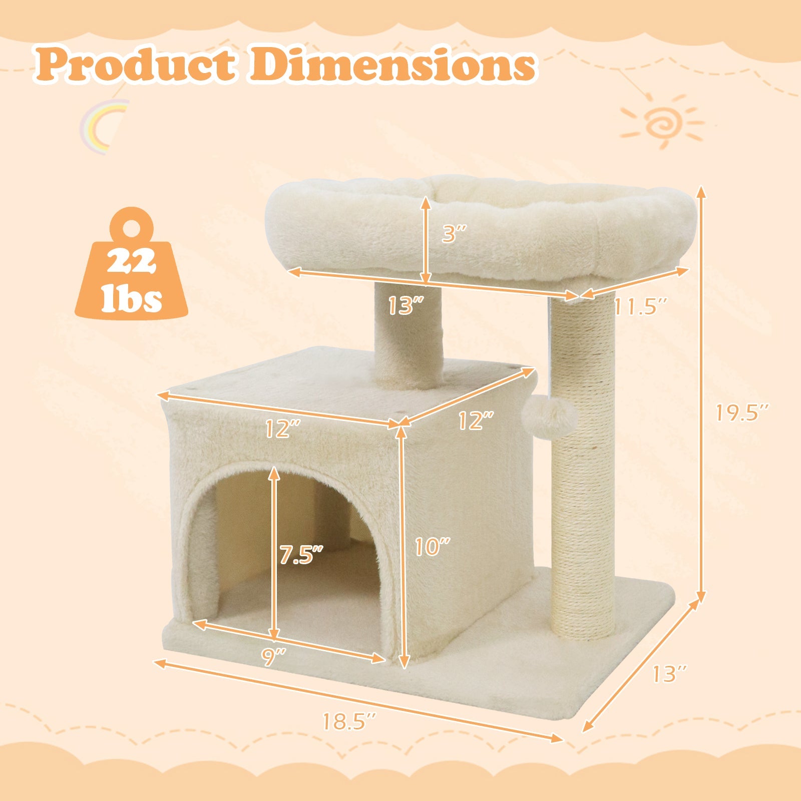 Small Cat Tree with Large Padded Plush Perch for Indoor Cats - Majestic Pet Kingdom