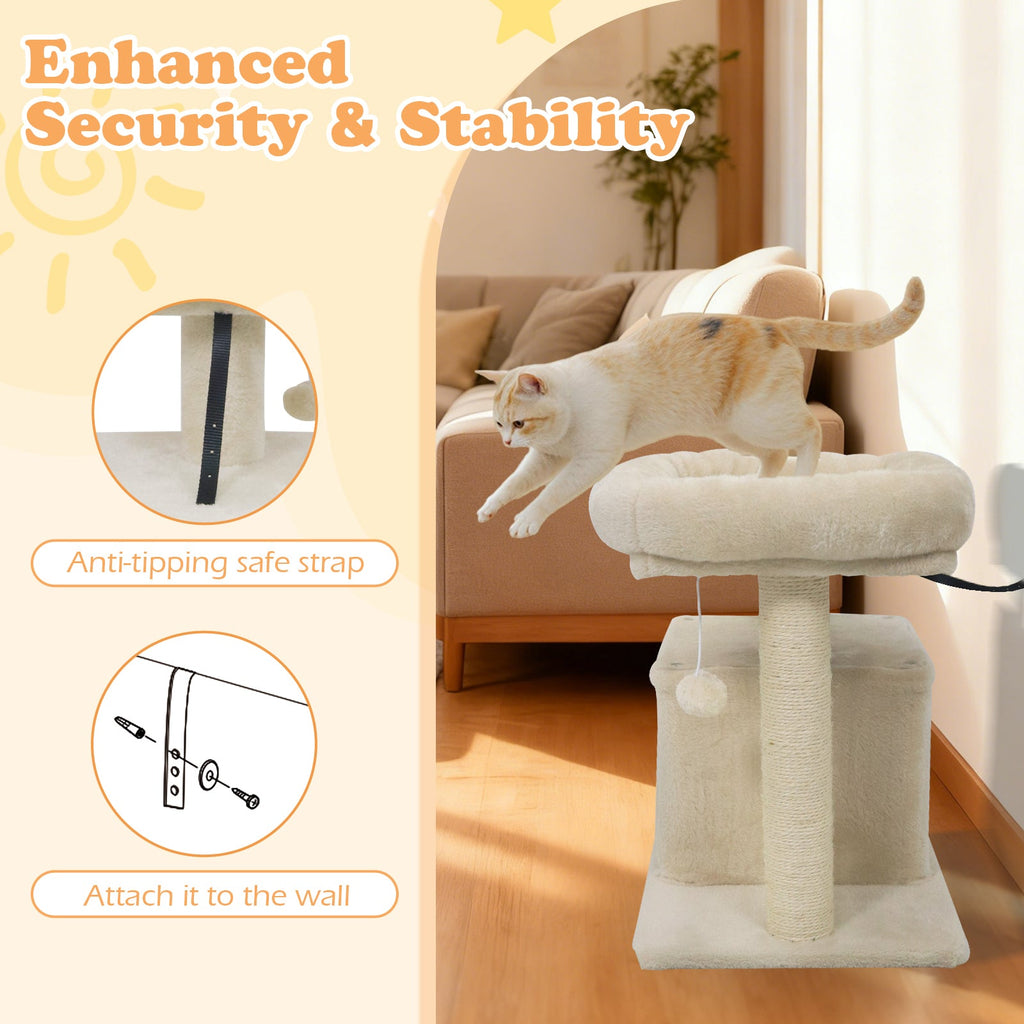 Small Cat Tree with Large Padded Plush Perch for Indoor Cats - Majestic Pet Kingdom