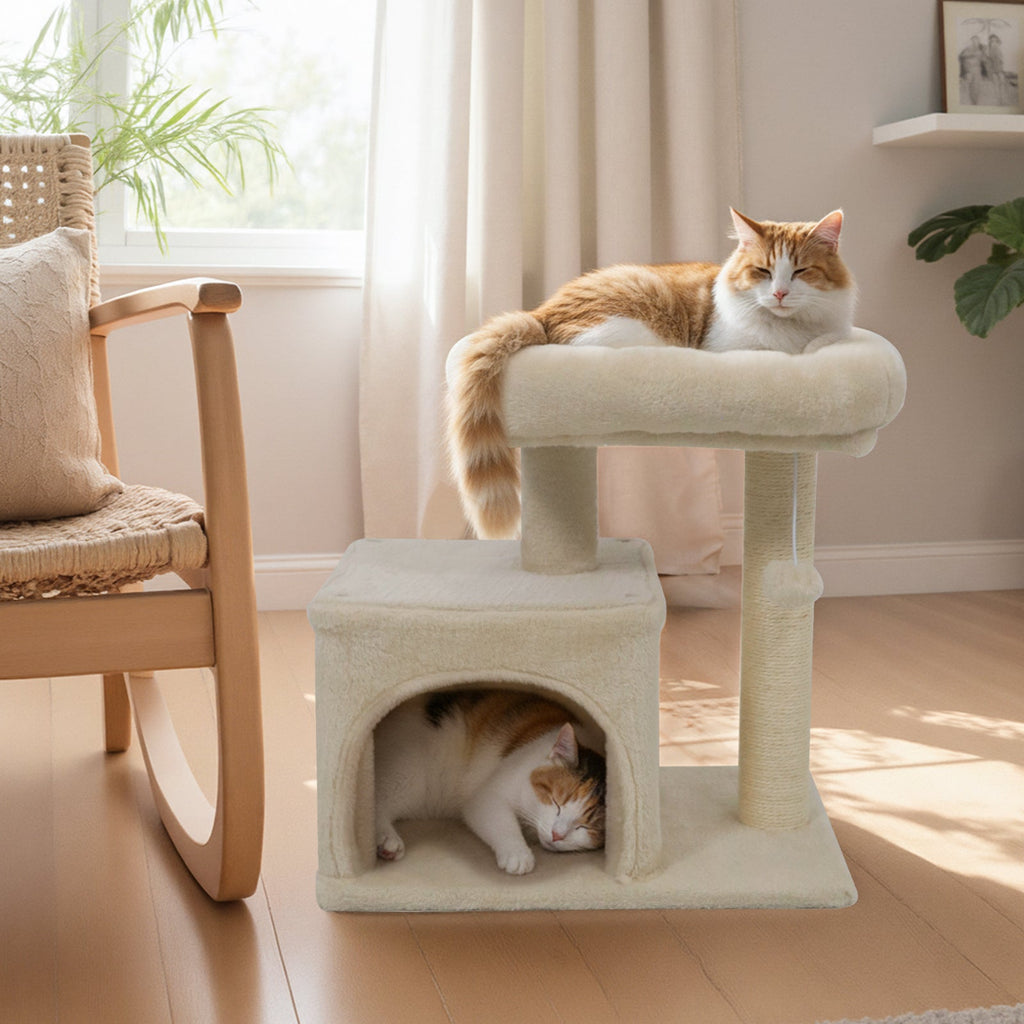 Small Cat Tree with Large Padded Plush Perch for Indoor Cats - Majestic Pet Kingdom
