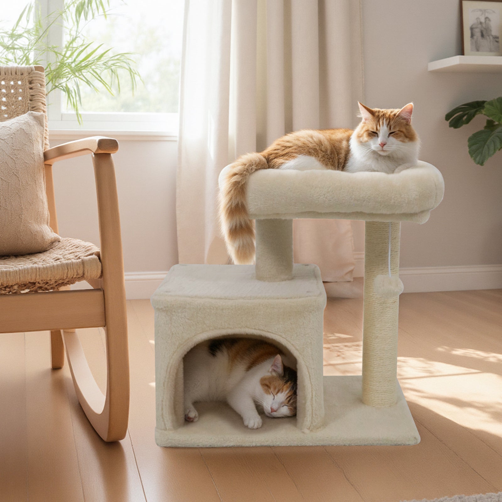 Small Cat Tree with Large Padded Plush Perch for Indoor Cats - Majestic Pet Kingdom