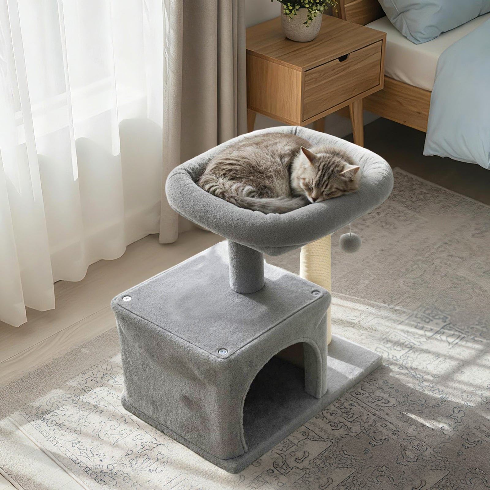 Small Cat Tree with Large Padded Plush Perch for Indoor Cats - Majestic Pet Kingdom