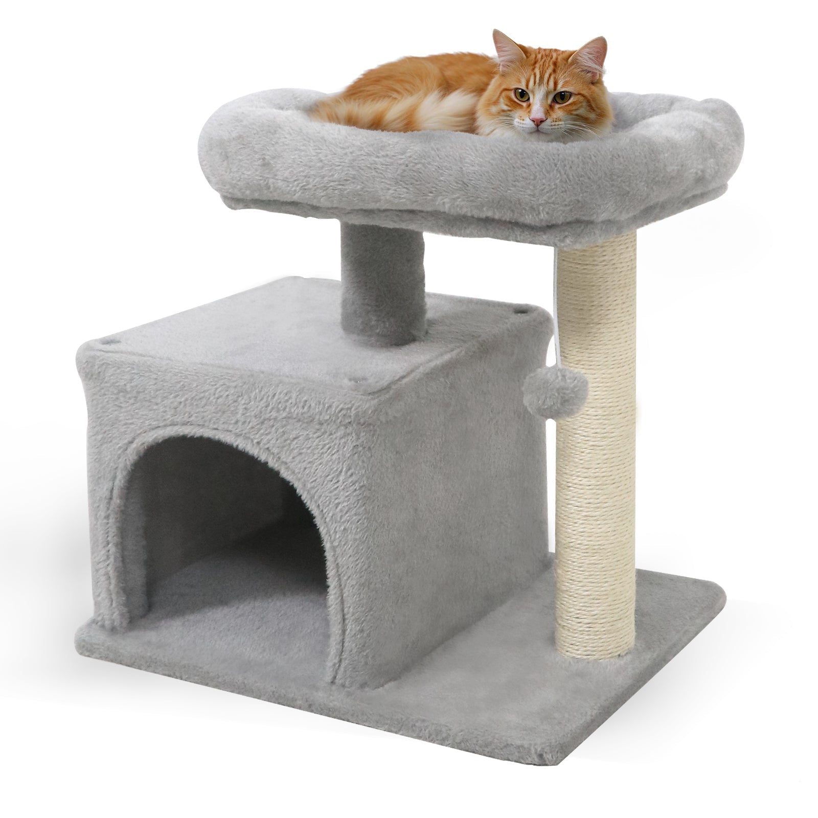 Small Cat Tree with Large Padded Plush Perch for Indoor Cats - Majestic Pet Kingdom
