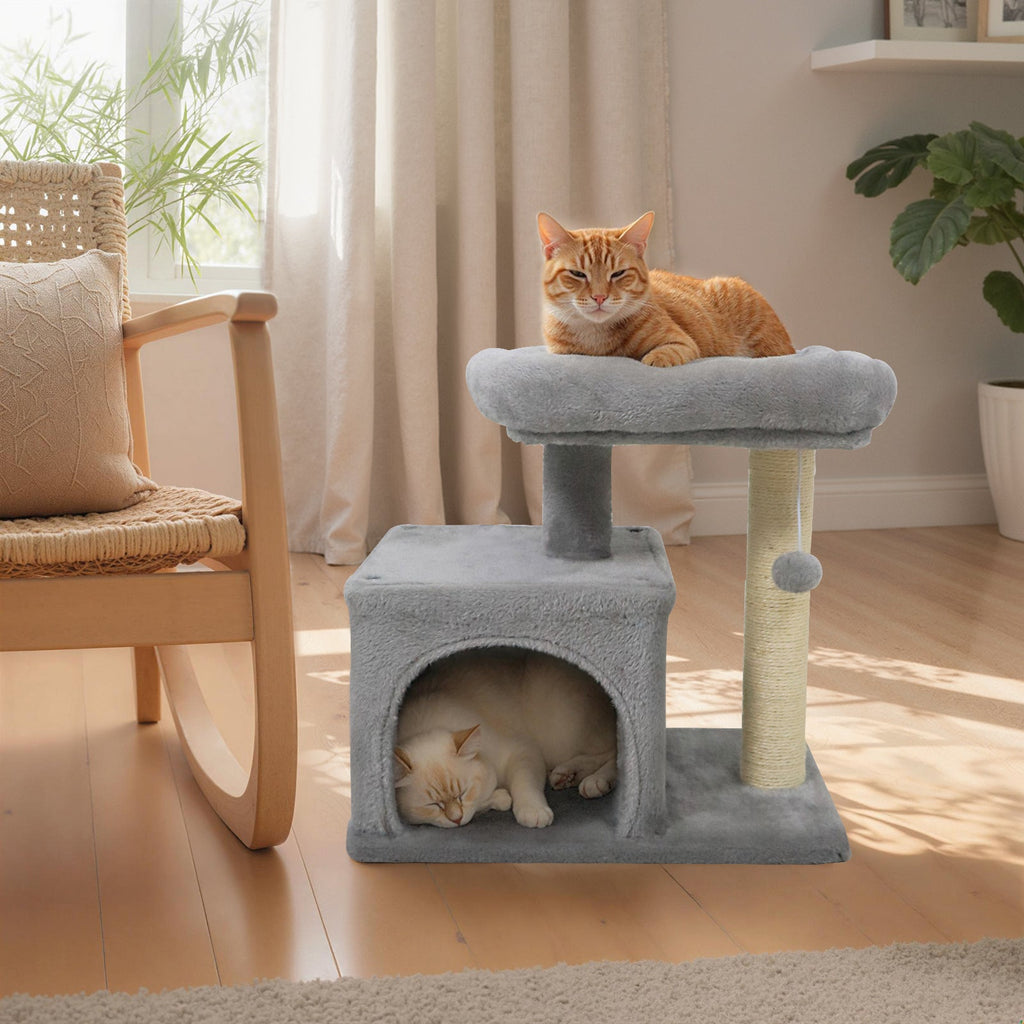 Small Cat Tree with Large Padded Plush Perch for Indoor Cats - Majestic Pet Kingdom