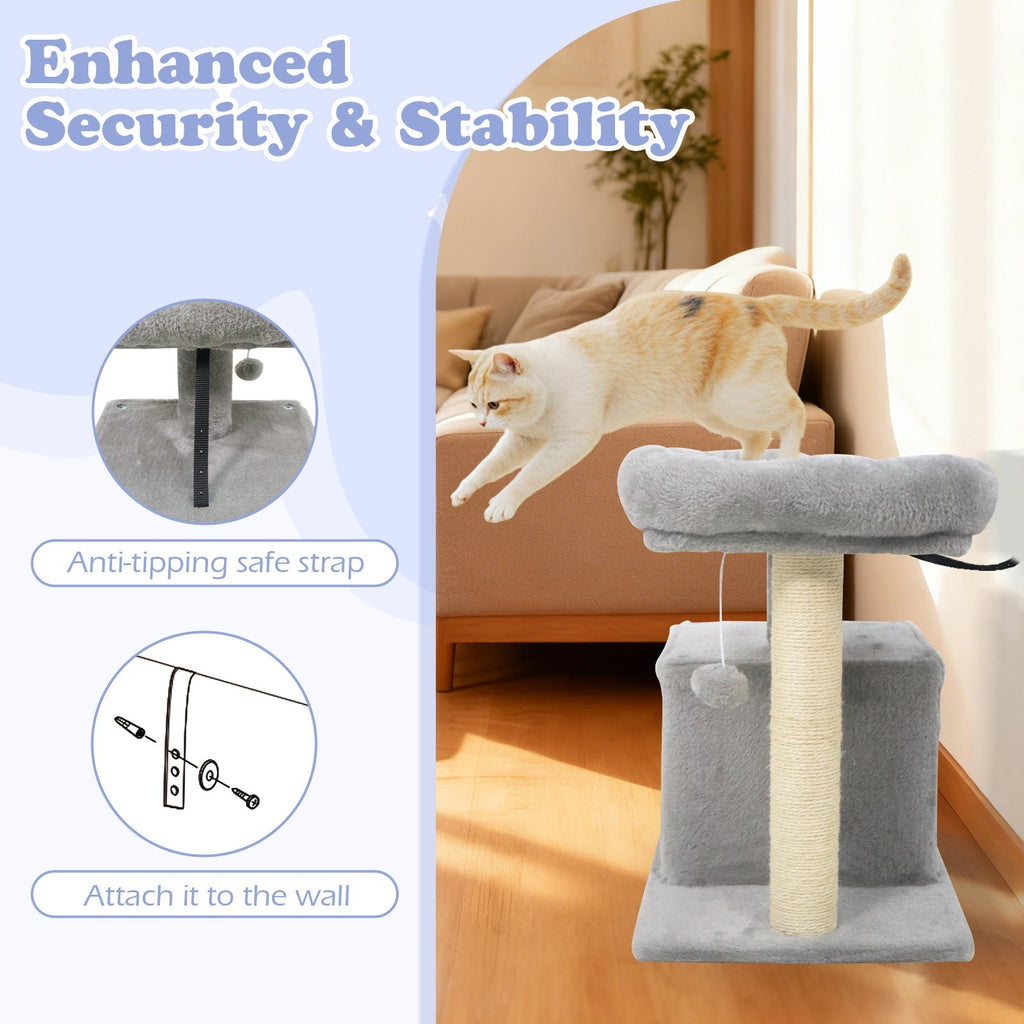 Small Cat Tree with Large Padded Plush Perch for Indoor Cats - Majestic Pet Kingdom